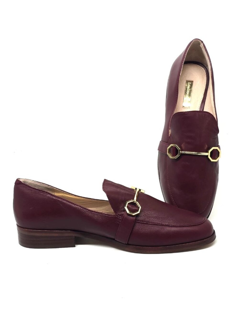 Louise et Cie Bayne Burgundy Leather Slip on Horse Bit Loafers Women's Size 8.5W